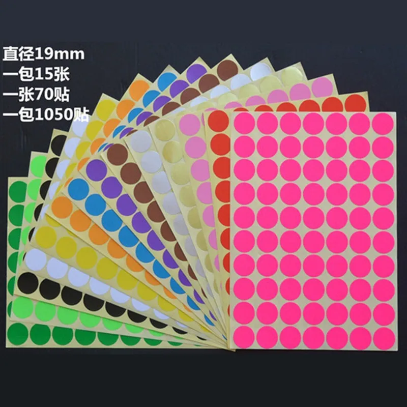 

Free Shipping 70pcs/lot 19mm Colorful Round Dot sticker labels Color Stickers Circles Paper Label for Packing Tags