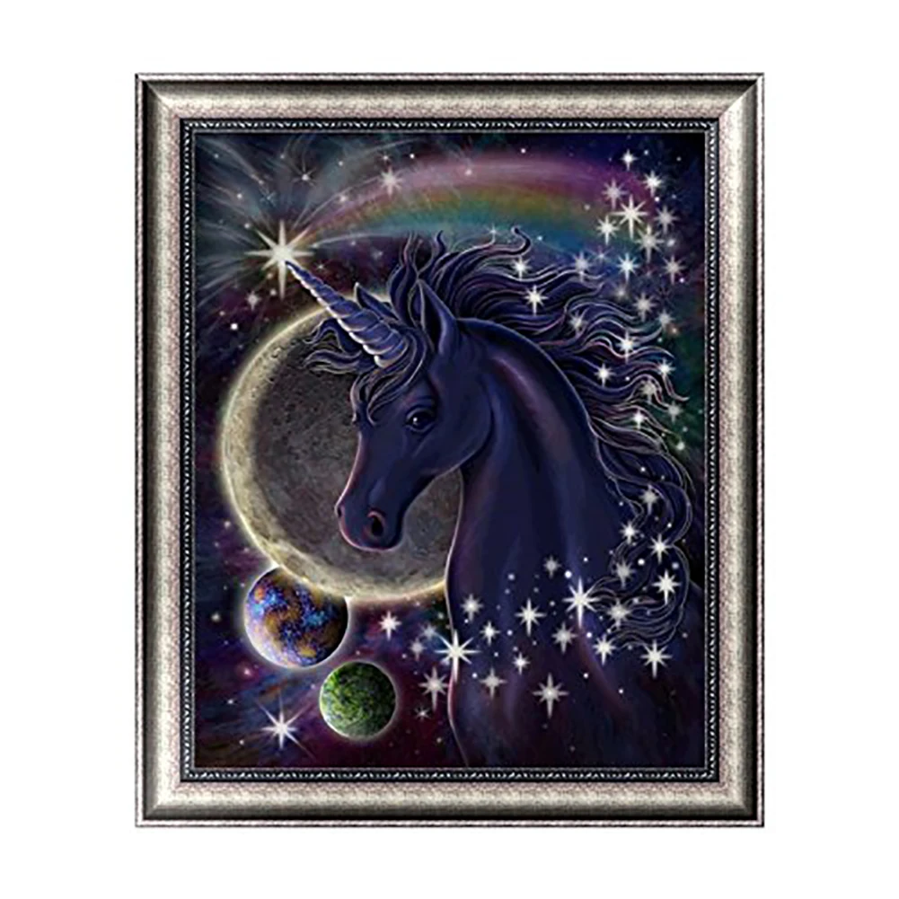 

1Pc Unicorn Diy Cross Stitch 5D Diamond Embroidery Painting Art Craft Unicorn In Universe For Decoratin (12In*14In) Colorful