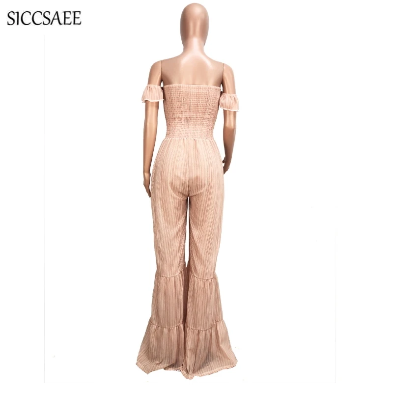 Striped Print Rompers Womens Jumpsuit Bell Bottom Pants Backless Strapless Overalls Wide Leg Loose Ruffles Sexy Slash Neck Tube Striped Print Rompers Womens Jumpsuit Bell Bottom Pants Backless Strapless Overalls Wide Leg Loose Ruffles Sexy Slash Neck Tube
