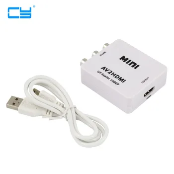 

Hot Sale AV to HDMI Conversion adapter connector HDMI Converter AV input HDMI output mini USB cable Plug and Play White