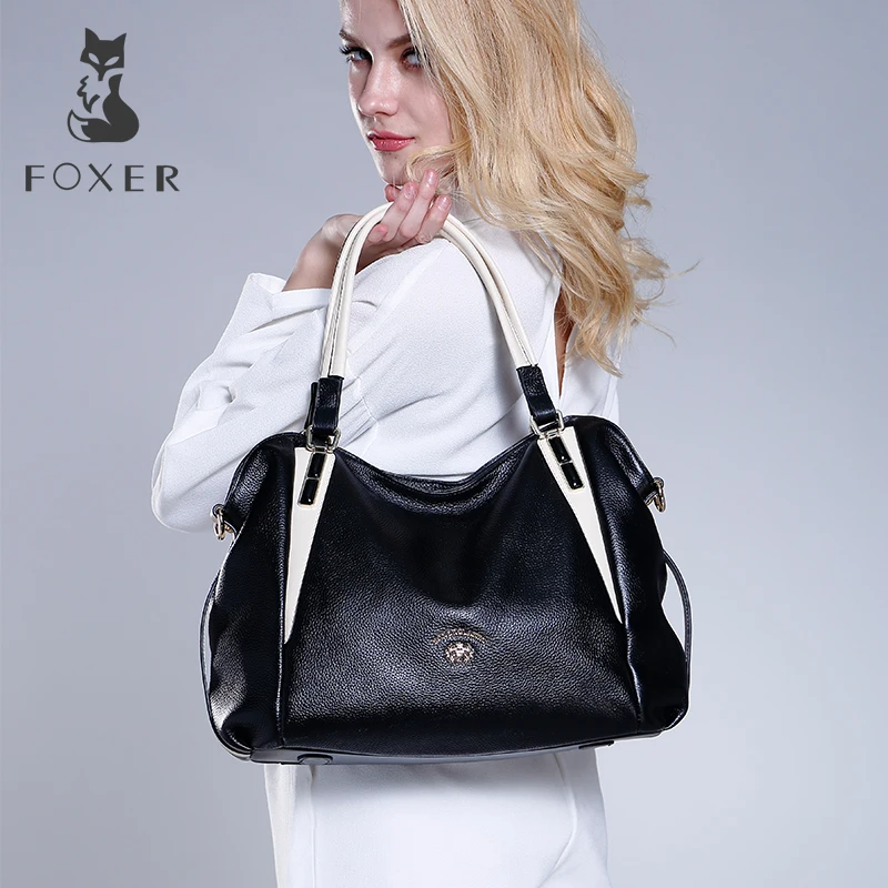 

FOXER Brand Women Genuine Leather Shoulder Bag Ladies Handbag Female Luxury Bags Women's Fashion Leather Bags Tote For Women