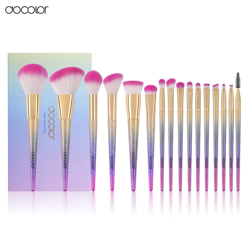 

Docolor 16PCS /Set Fantasy Makeup Brushes Foundation Powder Concealer Lip Smokey Eyeshadow Angled Blush Brush Kits Makeup Brush
