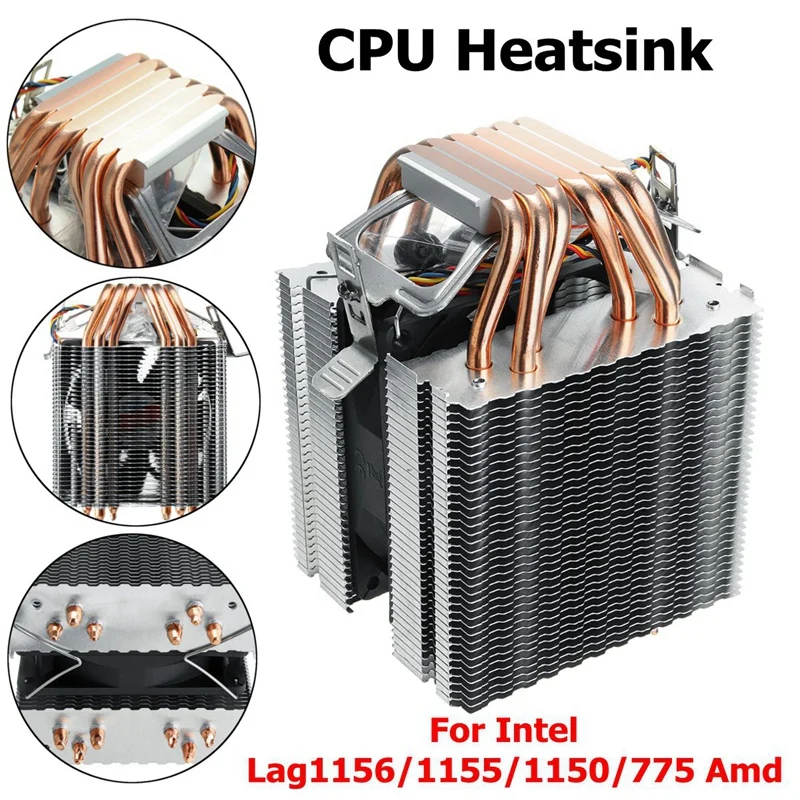 6 тепловой трубы 4 провода один вентилятор без светильник Cpu вентилятор радиатора для Intel 775/1150/1155/1156/1366 для Adm все