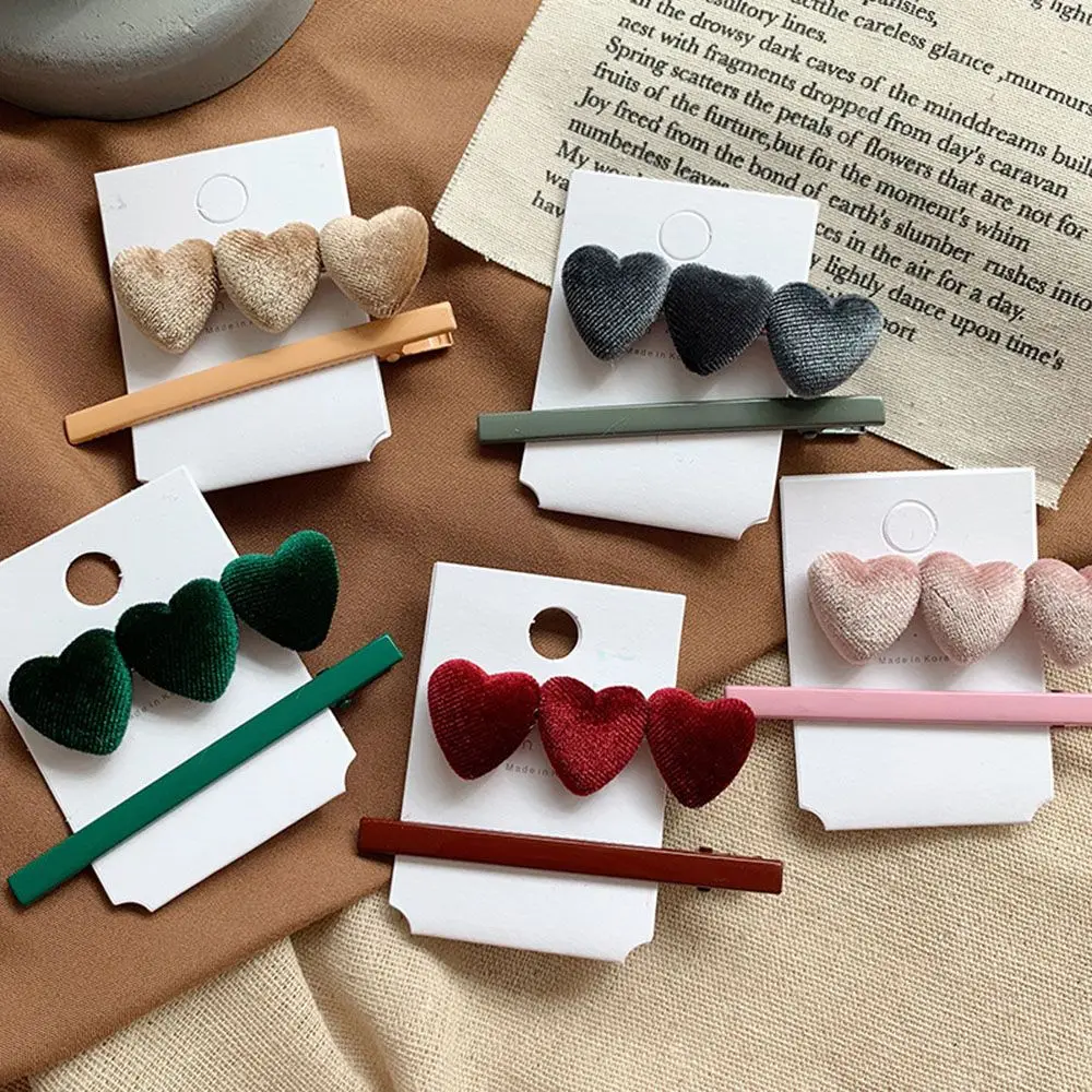 

1 Set Vintage Velvet Lovely Hairpin Set Korea Heart Shape Hair Clip Barrettes Fashion Hairpin Women Hair Accessories dropshiping