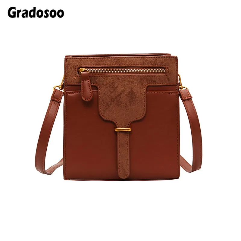 

Gradosoo Panelled Women Bag Over Shoulder Crossbody Bags For Women PU Leather Messenger Bag Female Famous Brand Woman Bag LBF567