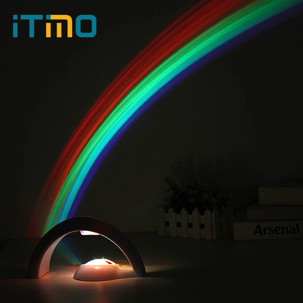 

iTimo LED Rainbow Night Light Sky Rainbow Projector Lamp Baby Kids Gift 2 Modes Novelty Home Bedroom Decoration Colorful