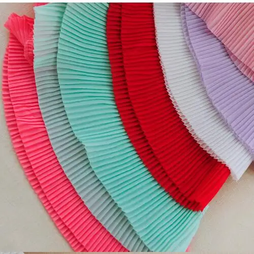 

6.5cm 5m/lot Chiffon Pleated Lace Trimming Black Pink Green Red Purple Lace Ribbons DIY Apparel Sewing Fabric Lace Tape X241