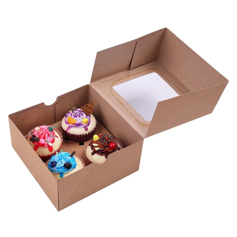 

Four Cake packing Cake boxes Cupcake Boxes With Insert For Party Gift 12pcs