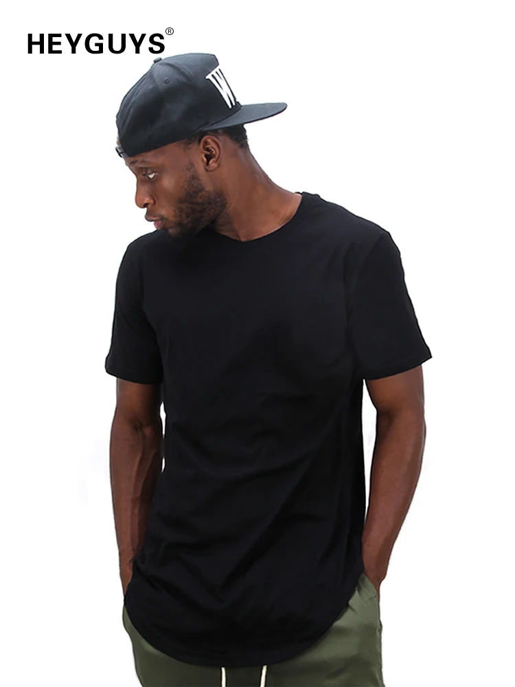 

HEYGUYS 2018 summer pure solid color street style men loose short-sleeve T-shirt men tshirt hifshion black and white no print