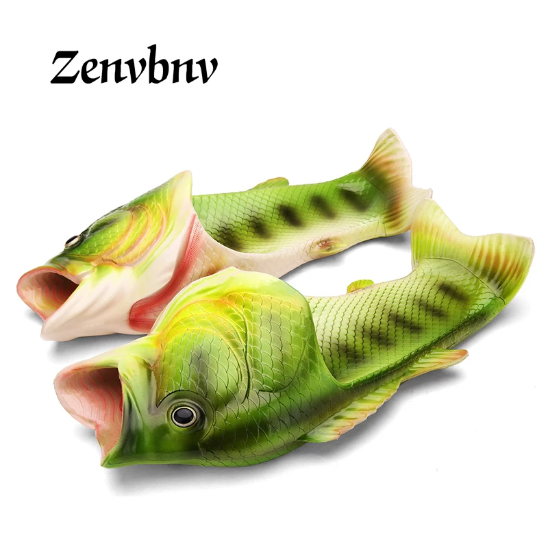 

ZENVBNV New Arrival Personality Fish Design Summer Men Sandals Lightweight Beach Slippers Couple Flip Flops EVA Sole Size 34-47