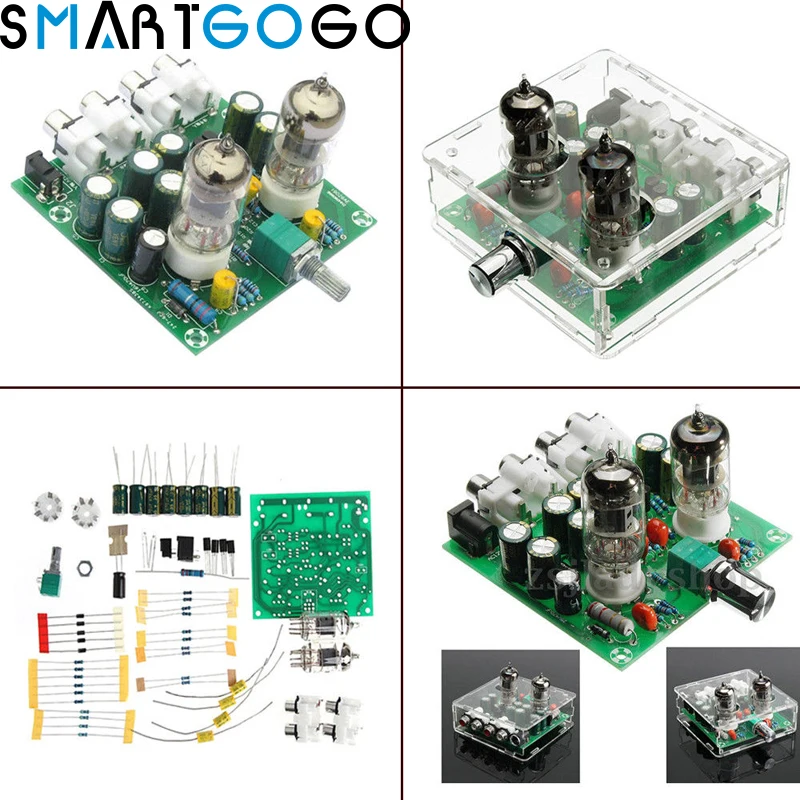 

Fever 6J1 Tube diy amplifier kit Preamp Board Hifi Dual Channel Class A Volume Control Tone Preamplifier Board With Crystal Case