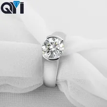 QYI кольца из стерлингового серебра 925 для женщин и мужчин обручальные ювелирные изделия 2 ct Круглый вырез Циркон Обручальное кольцо в виде цветка подарок