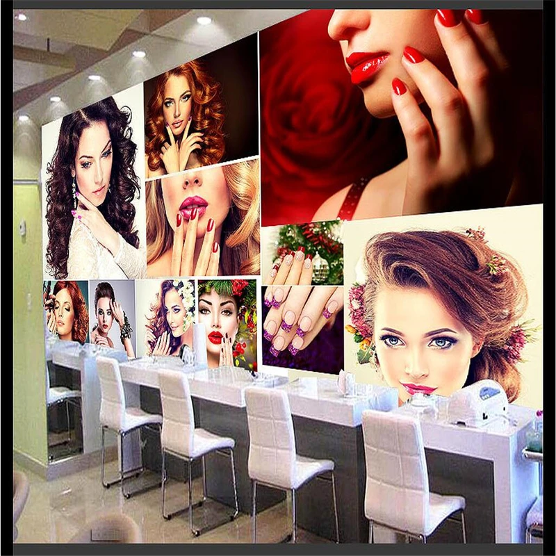 

beibehang Customize any size wallpaper fresco beauty make-up background wall nail image wall make-up cultural wall panel