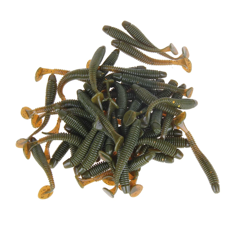 50 unids Uds./50mm señuelo de cebo suave cebo Artificial Loach cebo de Pesca señuelo de plástico Pesca (Color aleatorio)