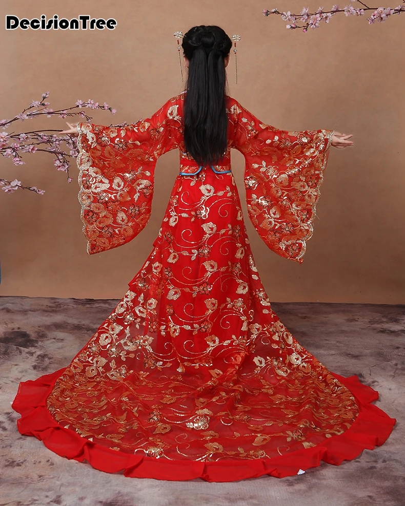 Новая детская Китайская народная Танцевальный костюм hanfu девочки Феи Костюм Танг платье принцессы-Феи Костюм Guzheng