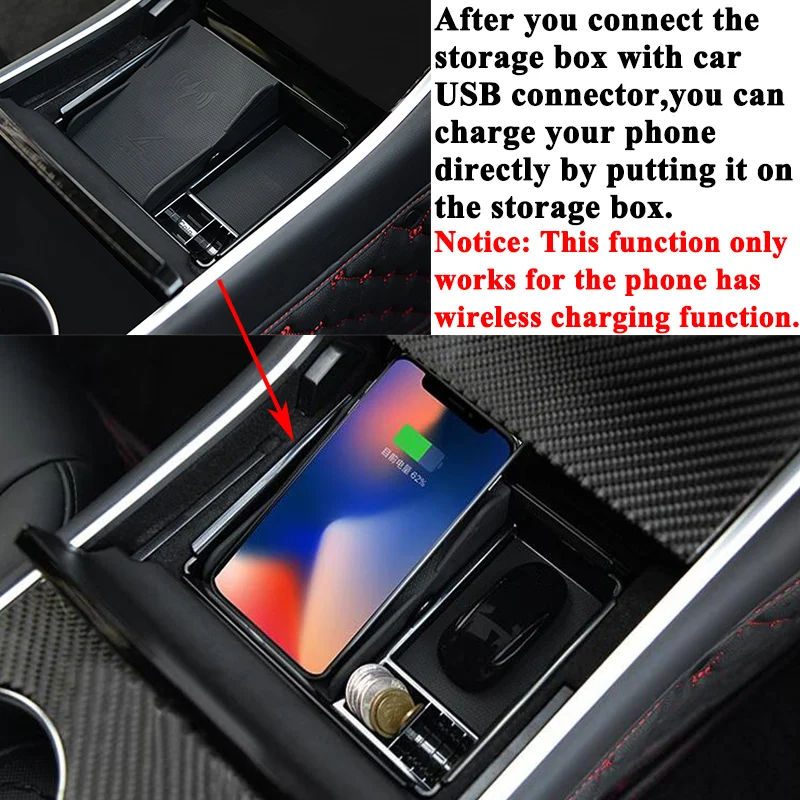 1 шт. SEEYULE новая Автомобильная центральная консоль телефон беспроводной зарядный ящик для хранения Контейнер подлокотник Органайзер аксессуары для Tesla модель 3