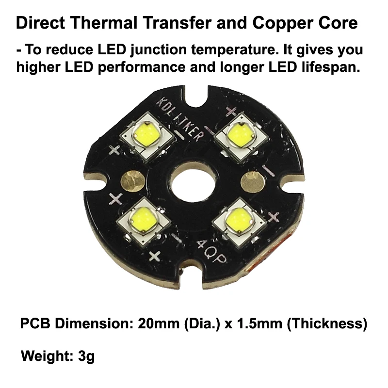 Quad Luminus SST-20 светодиодный излучатель с KDLITKER 20 мм x 1,5 мм DTP Медь PCB(параллельный) w/Оптика