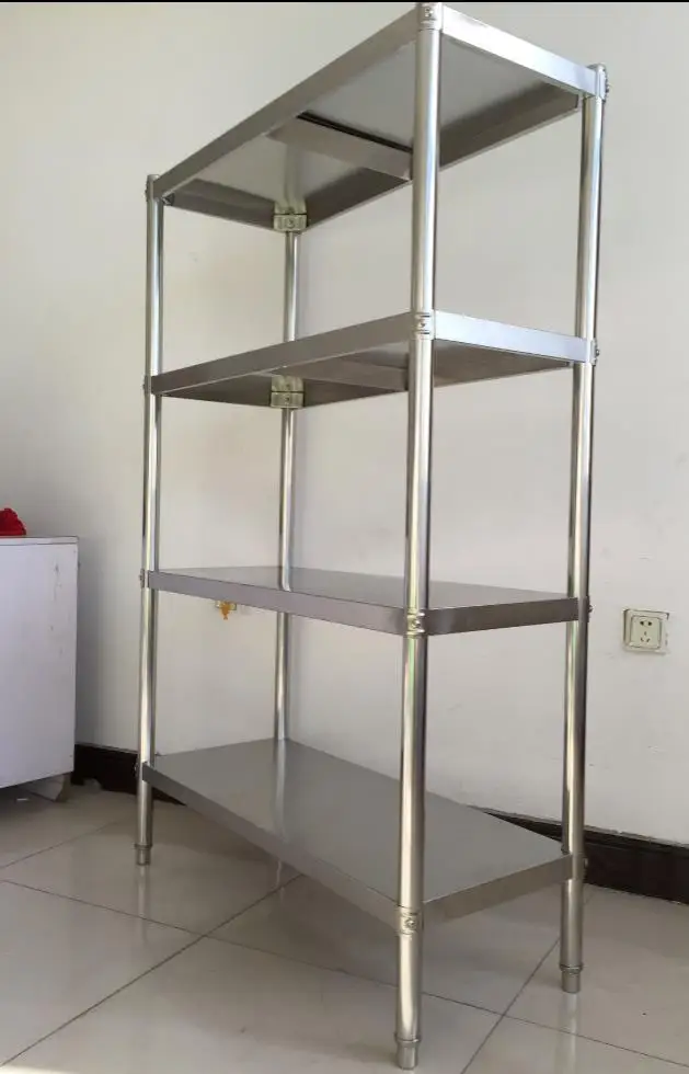 Stainless steel rack 4 thicker floor shelf hotel kitchen 