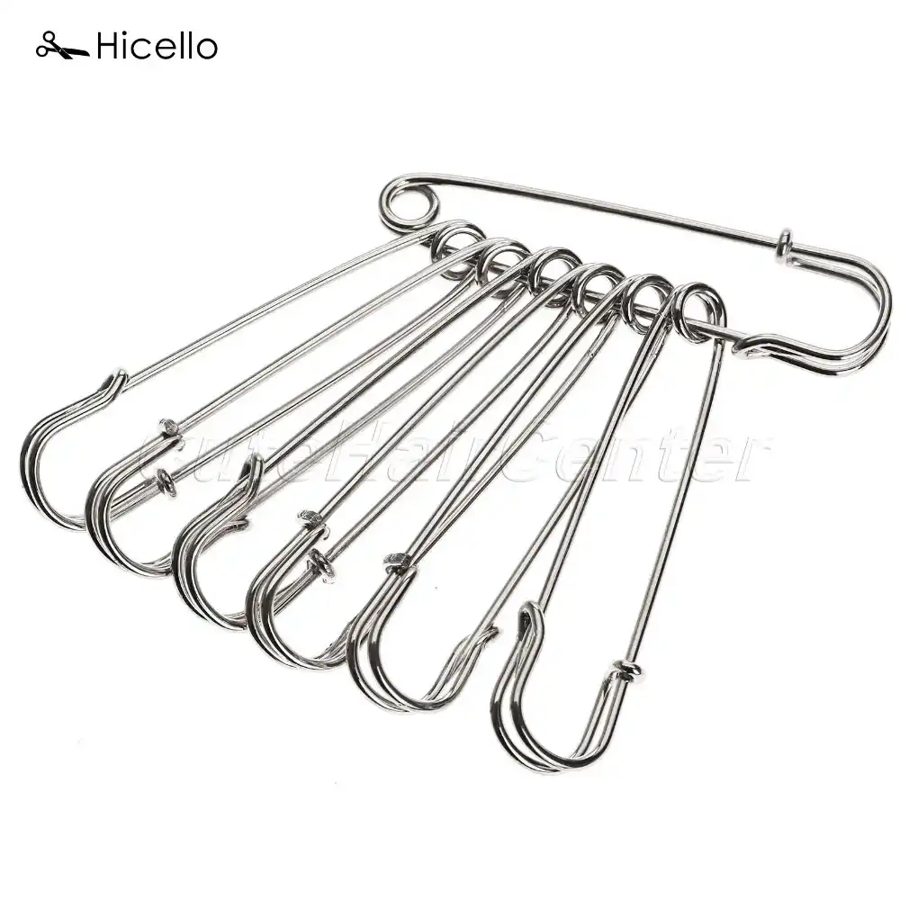 Hicello, 10 шт., безопасная брошь, очень большая стальная булавка, брошь на булавке, Яркая Серебряная швейная игла, 65 мм/75 мм, alfileres costura - изображение