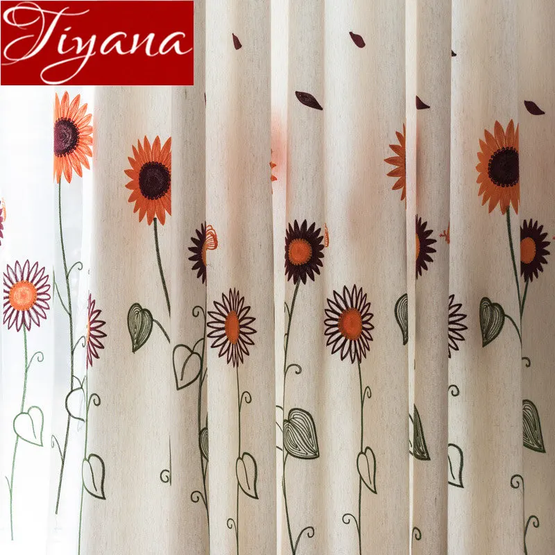 

Sunflower Curtain Blackout for Kids Room Linen Sheer Fabric for Window Bedroom Treatment Customize M&056#40