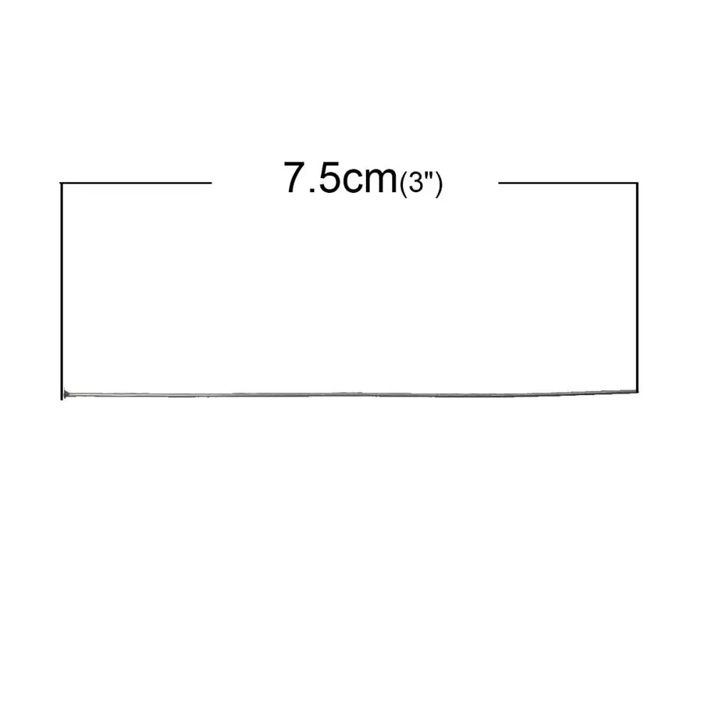 Шампуры из нержавеющей стали головки шпильки тусклые серебряный цвет для изготовления ювелирных изделий Аксессуары 7,5 см длиной, 0,7 мм(21 калибр,) 200 шт