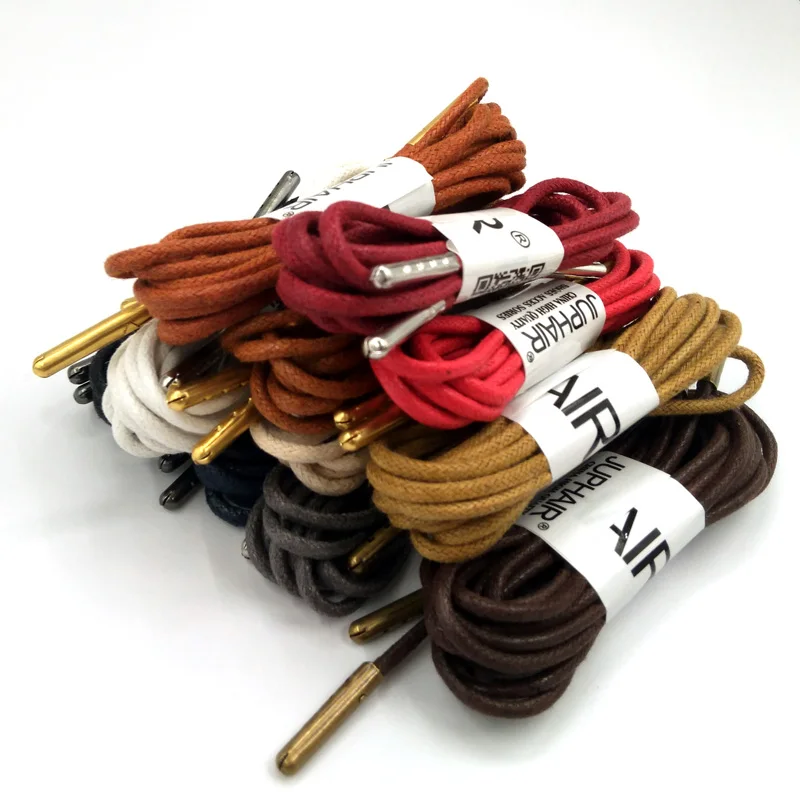 1 Pair Fashion Casual Leather Laces High Quality Waxed Round Shoelaces Shoestring Boots Sports Shoes Cable Ropes Lace Metal Head