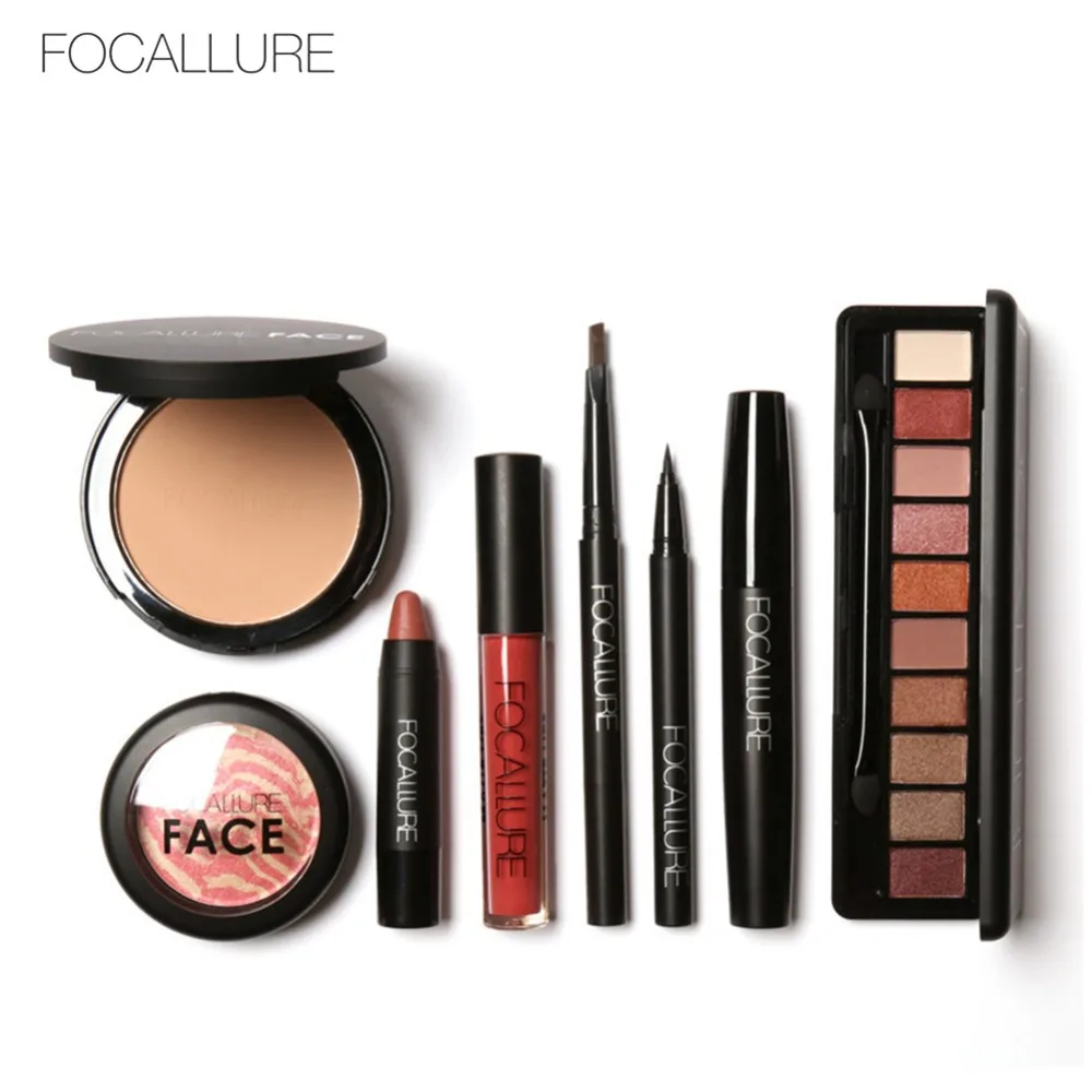

FOCALLURE 8Pcs Makeup Set Tool Kit Makeup Eyebrow Pencil Volume Mascara Sexy Lipstick Blusher High Quality Perfect Face #238707
