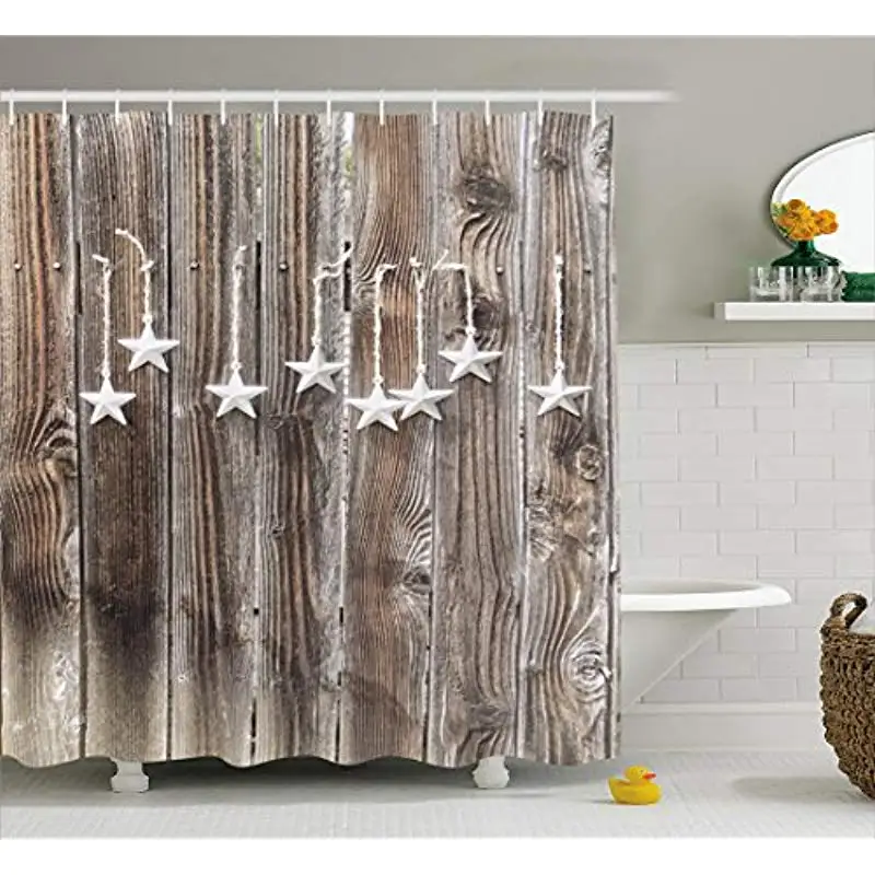 Vixm Primitive Country Decor Shower Curtain Silver Colored