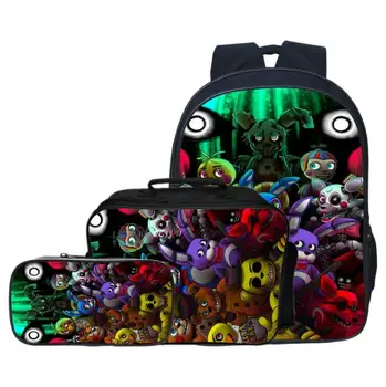 

3pcs/set Fashion Cartoon Five Night At Freddy Children Backpacks Student Suit Bag Kids Baby School Bags Boys Schoolbag for Girls