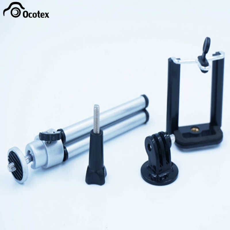 

Ocotex Aluminum Light Weight Mini Tripod for Camera Cellphone+Clip Holder+Mounting Adapter+Screw for Gopro HD Xiaoyi