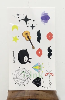 

Waterproof Temporary Tattoos Cute guitar stars diamond tatoo on body Water Transfer fake flash tattoo 10.5*6cm for kid gril