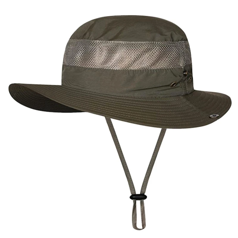 Природа Солнцезащитная шляпа Пешие прогулки широкие поля уличная затенение быстросохнущие путешествия солнцезащитные очки ведро шляпы - Color: HT2973AG