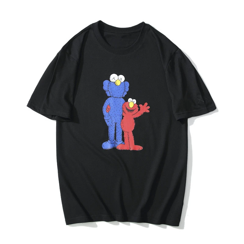 

Fashion Men T Shirts New Kaws X Sesame Street Summer Men/Women Lovers T-shirt Men Short Sleeve All cotton Casual Tshirt Clothing