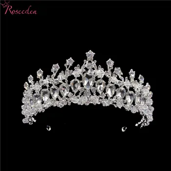 

Women Silver Color Wedding Tiaras Rhinestones Handmade Bride Hair Jewelry Fashion Crown Bridal Hair Accessories RE3401