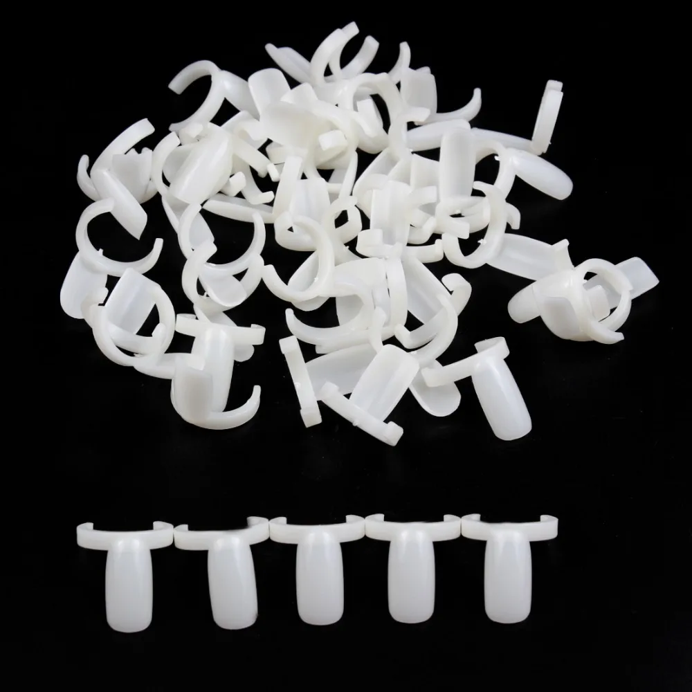 

50 Pcs/Pack Natural Color Ring Style Acrylic Full Nail Tips Polish UV Gel Color Pops Display Nail Art Tips #WJ118