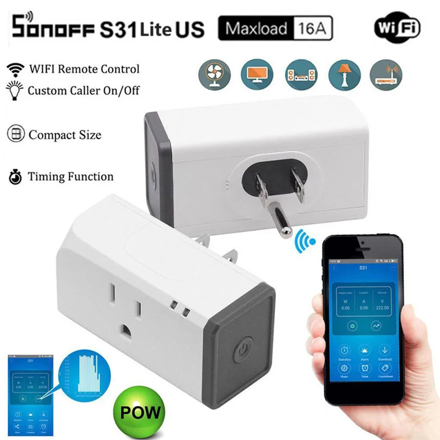 

Smart Wireless Wifi Socket Sonoff S31 Lite Mini Wifi Socket US Plug Remote Wifi Switch Smart Home Automation for Alexa Google