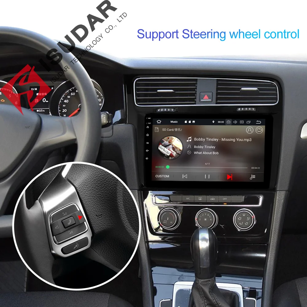 Best Isudar 1 Din Automotivo Radio Android 9 For VW/Volkswagen/Golf 7 GPS Car Multimedia Player Octa Core RAM 4GB ROM 64GB DVR FM DSP 4