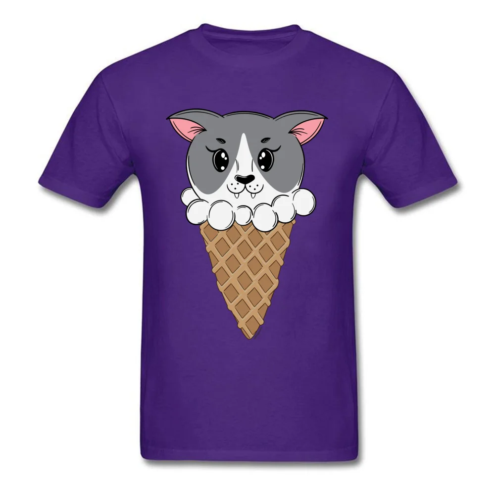 Design T-shirts Cute Crewneck Kitty Cream 100% Cotton Men Tops Shirts Personalized Short Sleeve Tops T Shirt Wholesale Kitty Cream purple