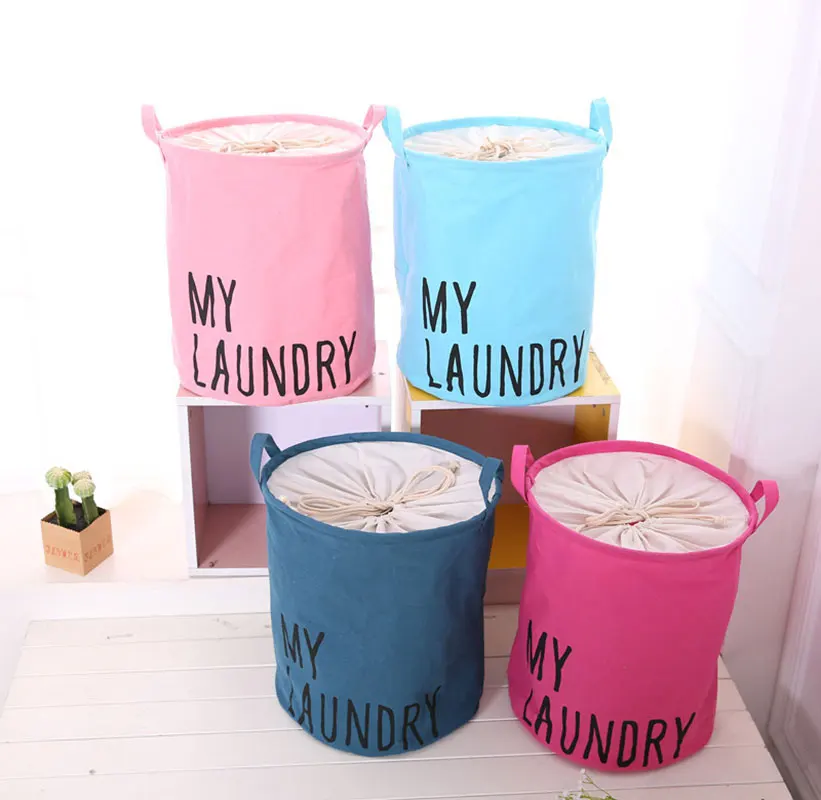 Buy Circle Cotton Linen Laundry Basket Linen Foldable