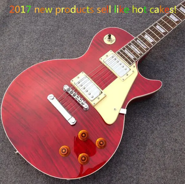 

2017 new arrival! Stock stdard electric guitar flamed maple top apple red colors china