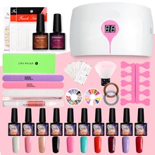 Набор для наращивания ногтей, 36 Вт, лампа для дизайна ногтей, французский лак для ногтей, прозрачный, Камуфляжный цвет, кончик для ногтей, Кристальный гель, лак для ногтей, маникюрный набор