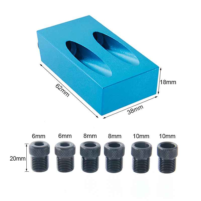 RUITOOL Pocket Hole Jig Kit 6/8/10mm Drive Adapter For Woodworking Angle Drilling Holes Guide Wood Tools
