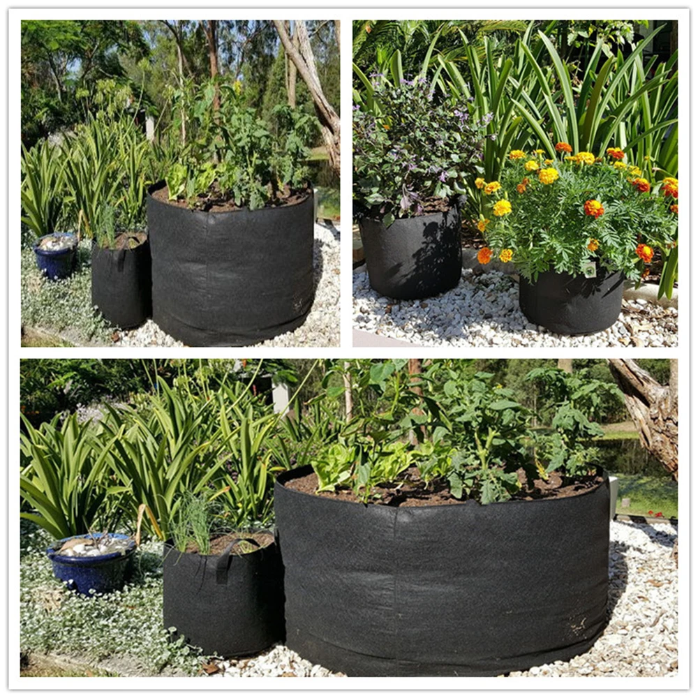 3/5/7/10/15/20 Gallon Black Round Fabric Pots Plant Pouch Root