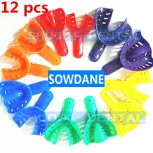 12 шт./компл. Пластик стоматологический оттискные ложки стоматологический центральной поставки материалов держатель зубьев Уход за полостью рта ИНСТРУМЕНТ, способный преодолевать Броды для взрослых и детей