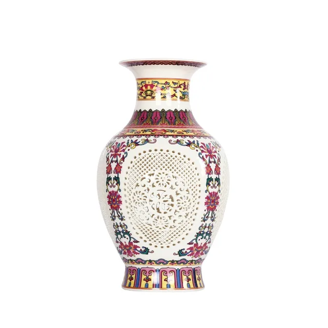 Antique Chinese-style Palace Restoring Ancient Ways Jingdezhen Hollow White Ceramic Vase Decoration Flower Vases 1