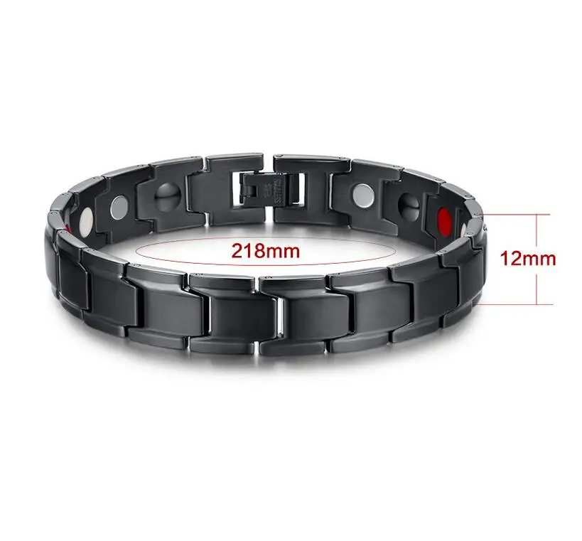 12 mm 316L Titanium Stainless Steel Bracelet men Energy Health Care Bangles Bracelets