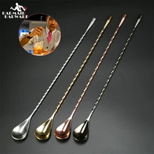 Коктейльная ложка, барная ложка, нержавеющая сталь, для смешивания, спиральный узор, барная ложка, барная ложка, инструменты бармена