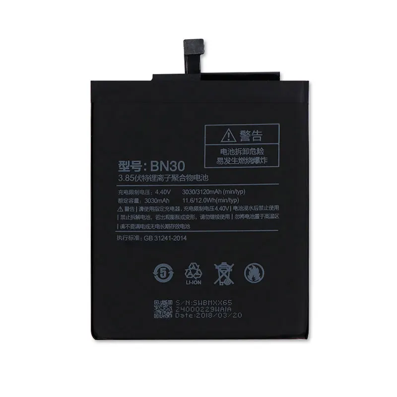 Аккумулятор 3030 мАч для Xiaomi Redmi 4A новейшая сменная батарея Li Ion BN30 смартфона Hongmi