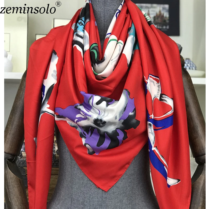 Luxury Brand Silk Scarf Women Bandana Printed Square Scarves For Women Life Shawl Large Foulard Femme Twill Silk Scarf 130*130cm