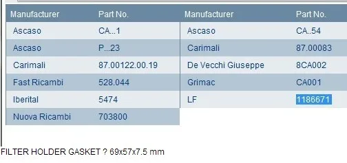 Эспрессо-кофемашины держатель фильтра Прокладка 69x57x7.5mm 3 граф